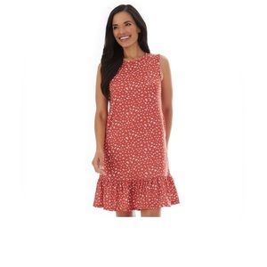 Apt. 9 Red Sleeveless Dress with White Floral Pattern